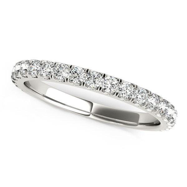 14k White Gold Round Pave Setting Diamond Wedding Band (3/8 cttw) - Ellie Belle