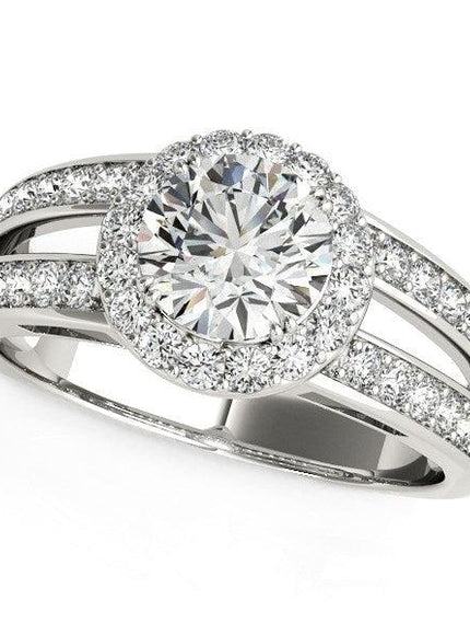 14k White Gold Round Split Shank Style Diamond Engagement Ring (1 1/2 cttw) - Ellie Belle