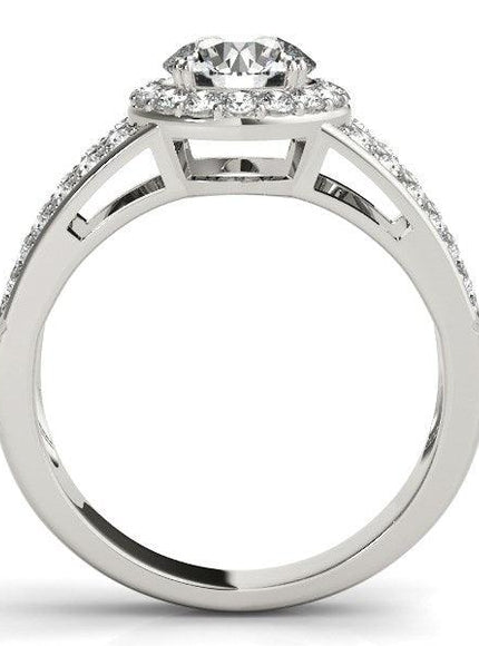 14k White Gold Round Split Shank Style Diamond Engagement Ring (1 1/2 cttw) - Ellie Belle