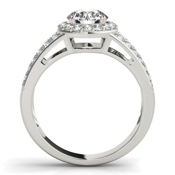 14k White Gold Round Split Shank Style Diamond Engagement Ring (1 1/2 cttw) - Ellie Belle