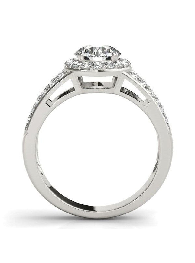 14k White Gold Round Split Shank Style Diamond Engagement Ring (1 1/2 cttw) - Ellie Belle