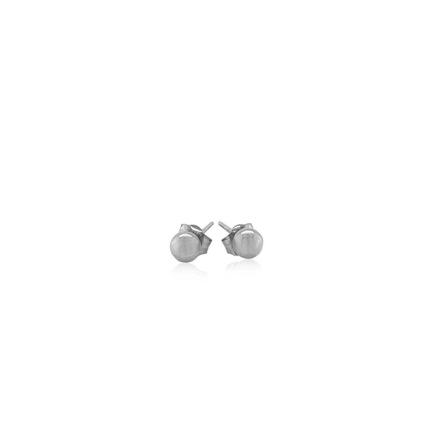 14k White Gold Round Stud Earrings (4.0 mm) - Ellie Belle