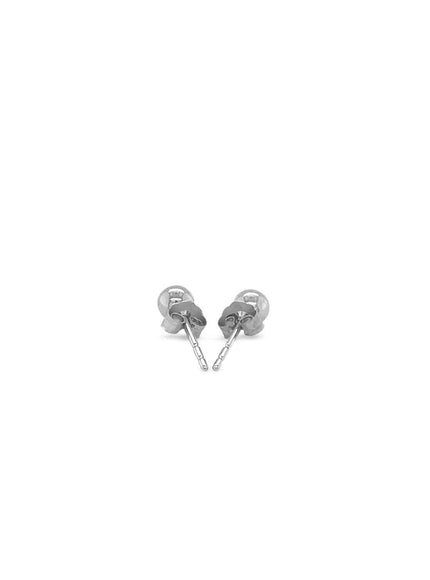 14k White Gold Round Stud Earrings (4.0 mm) - Ellie Belle