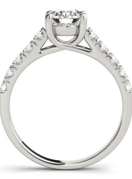 14k White Gold Round Trellis Setting Diamond Engagement Ring (1 cttw) - Ellie Belle