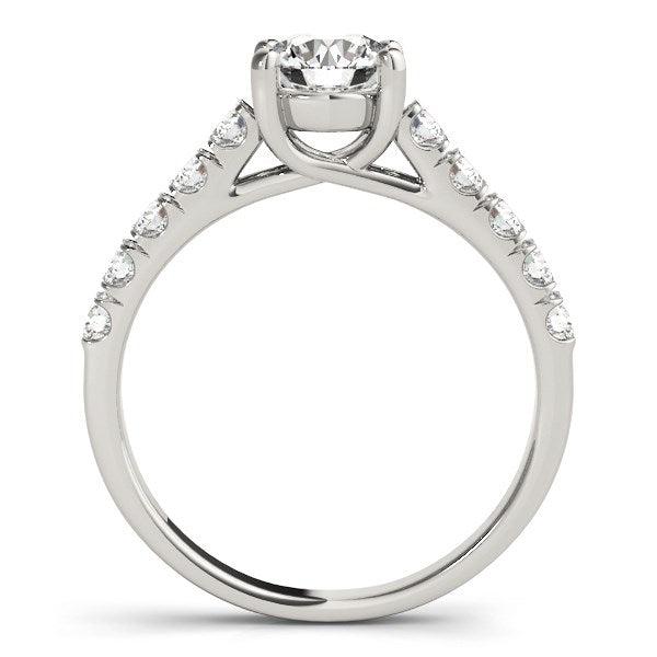 14k White Gold Round Trellis Setting Diamond Engagement Ring (1 cttw) - Ellie Belle