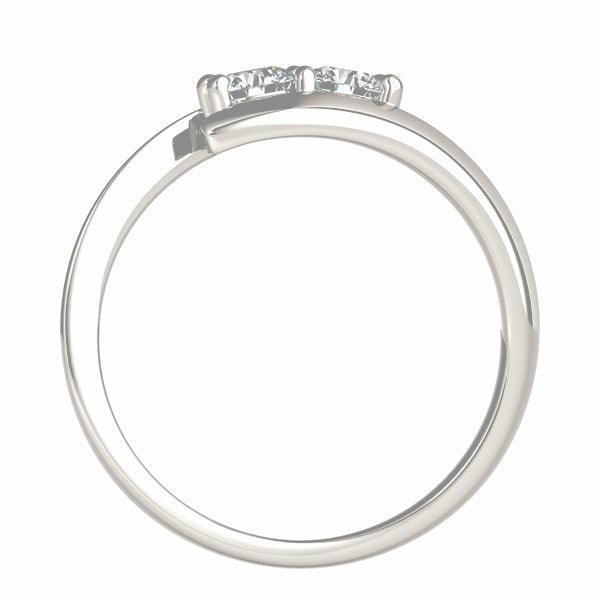 14k White Gold Round Two Stone Common Prong Diamond Ring (1/2 cttw) - Ellie Belle