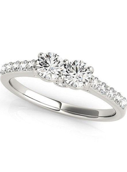 14k White Gold Round Two Stone Diamond Ring (3/4 cttw) - Ellie Belle