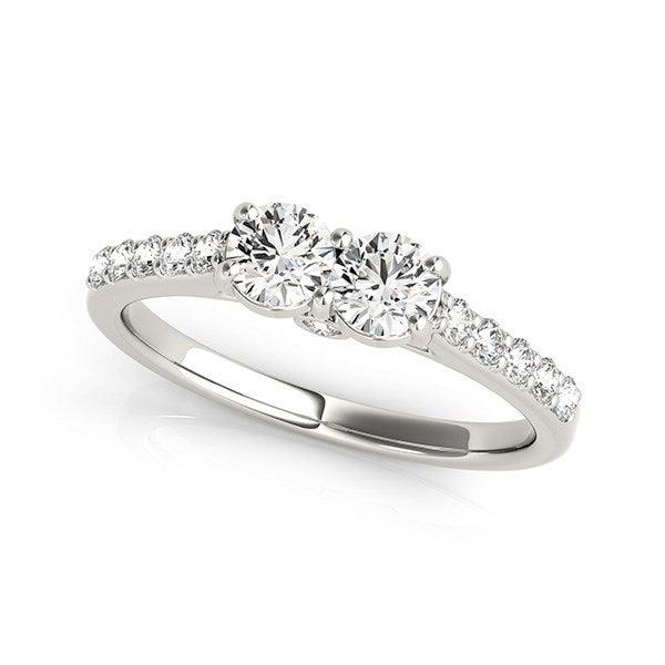 14k White Gold Round Two Stone Diamond Ring (3/4 cttw) - Ellie Belle