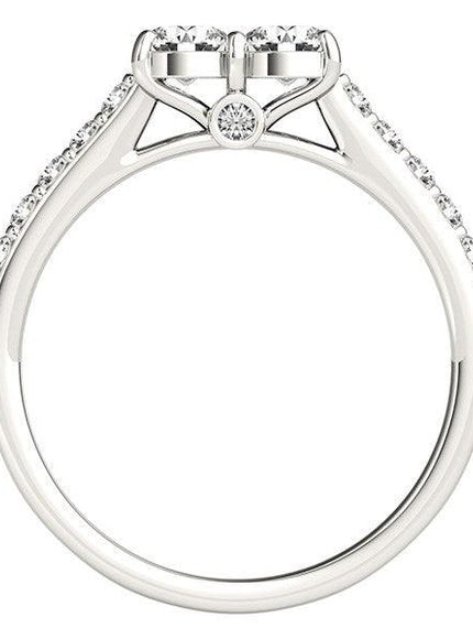 14k White Gold Round Two Stone Diamond Ring (3/4 cttw) - Ellie Belle