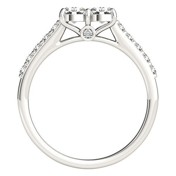 14k White Gold Round Two Stone Diamond Ring (3/4 cttw) - Ellie Belle