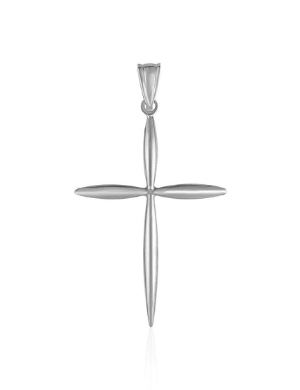 14k White Gold Rounded and Pointed Cross Pendant - Ellie Belle