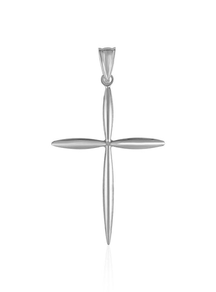 14k White Gold Rounded and Pointed Cross Pendant - Ellie Belle