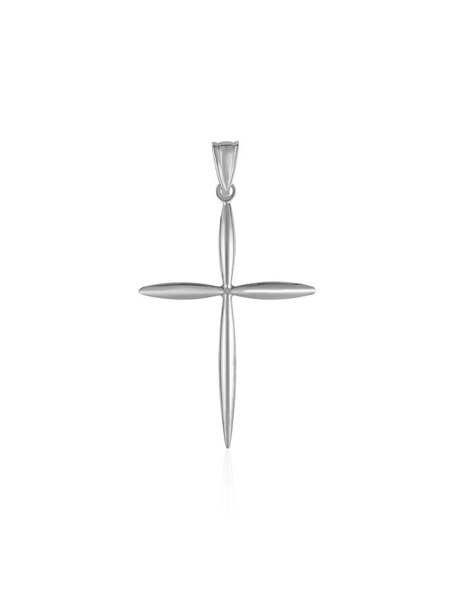 14k White Gold Rounded and Pointed Cross Pendant - Ellie Belle