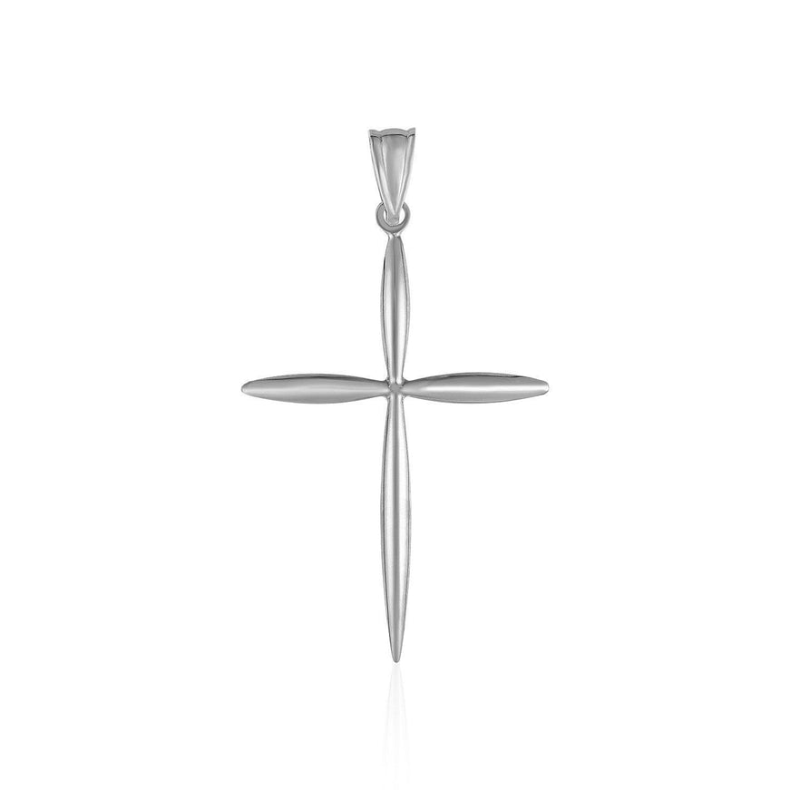 14k White Gold Rounded and Pointed Cross Pendant - Ellie Belle