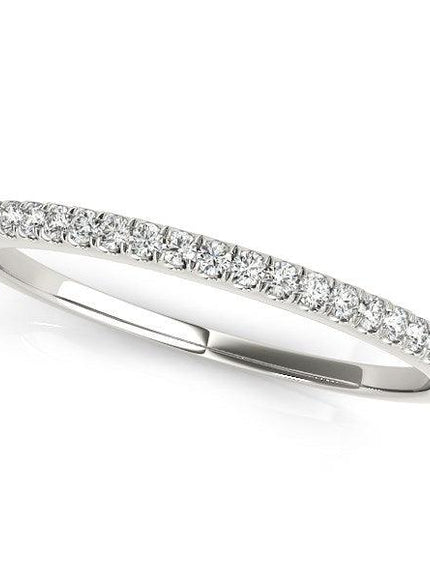 14k White Gold Scallop Pave Set Diamond Wedding Ring (1/8 cttw) - Ellie Belle