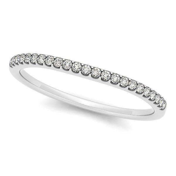 14k White Gold Scallop Setting Round Diamond Wedding Band (1/10 cttw) - Ellie Belle