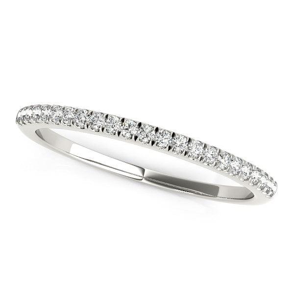 14k White Gold Scallop Style Setting Diamond Wedding Band (1/8 cttw) - Ellie Belle