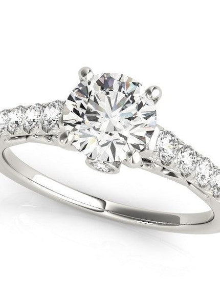 14k White Gold Scalloped Single Row Band Diamond Engagement Ring (1 3/8 cttw) - Ellie Belle