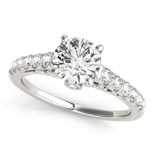 14k White Gold Scalloped Single Row Band Diamond Engagement Ring (1 3/8 cttw) - Ellie Belle