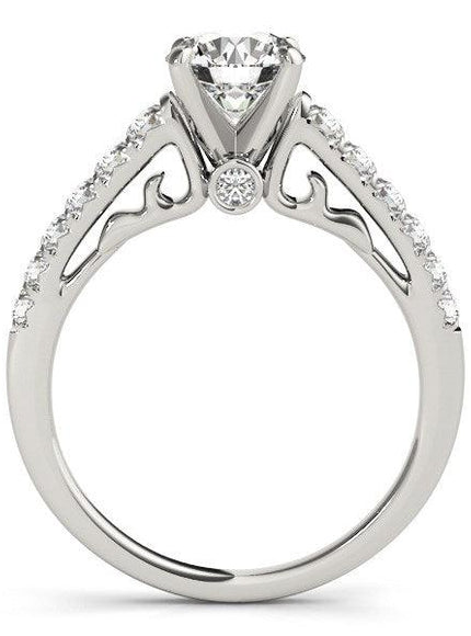 14k White Gold Scalloped Single Row Band Diamond Engagement Ring (1 3/8 cttw) - Ellie Belle
