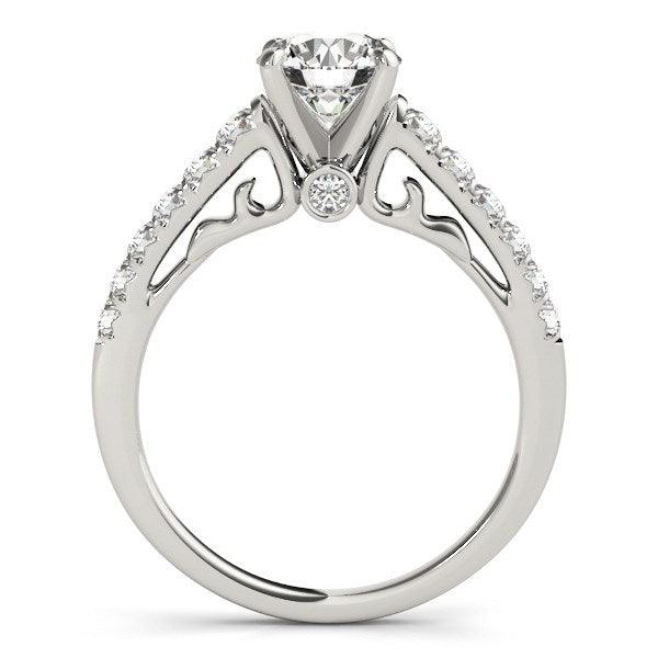 14k White Gold Scalloped Single Row Band Diamond Engagement Ring (1 3/8 cttw) - Ellie Belle