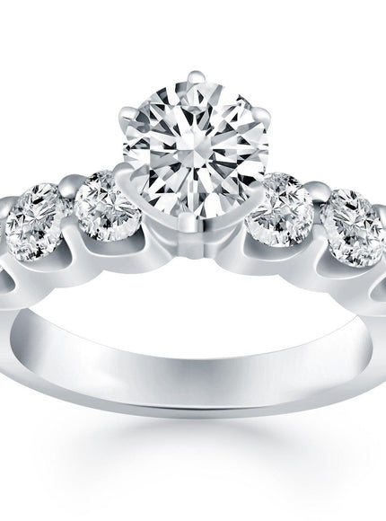 14k White Gold Shared Prong Diamond Engagement Ring - Ellie Belle