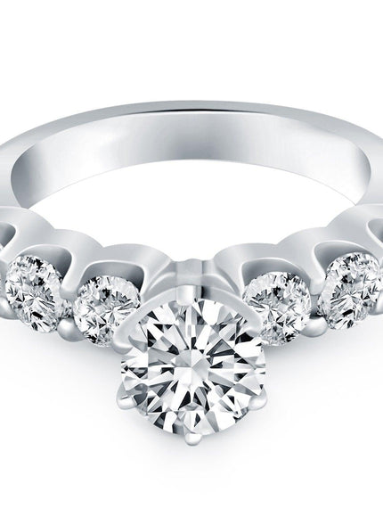 14k White Gold Shared Prong Diamond Engagement Ring - Ellie Belle