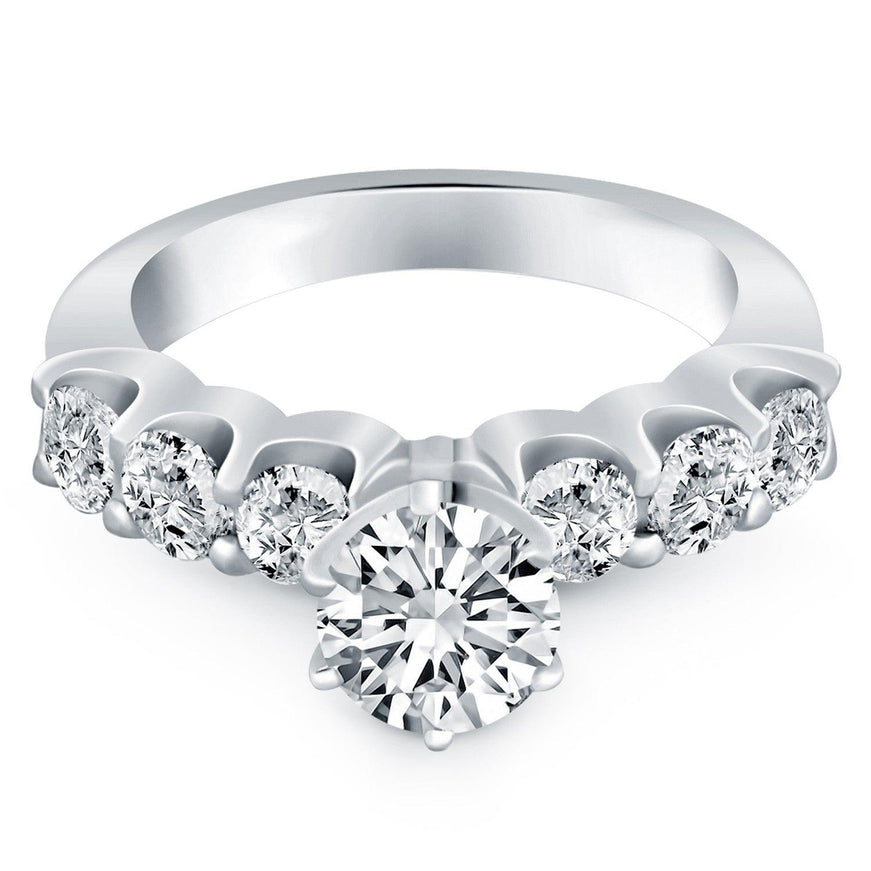 14k White Gold Shared Prong Diamond Engagement Ring - Ellie Belle