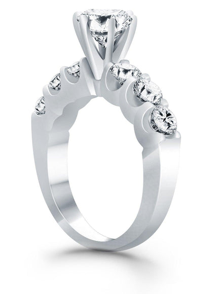 14k White Gold Shared Prong Diamond Engagement Ring - Ellie Belle