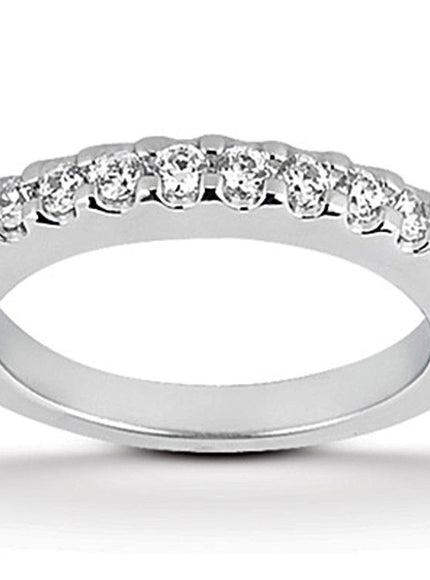 14k White Gold Shared Prong Diamond Wedding Ring Band - Ellie Belle