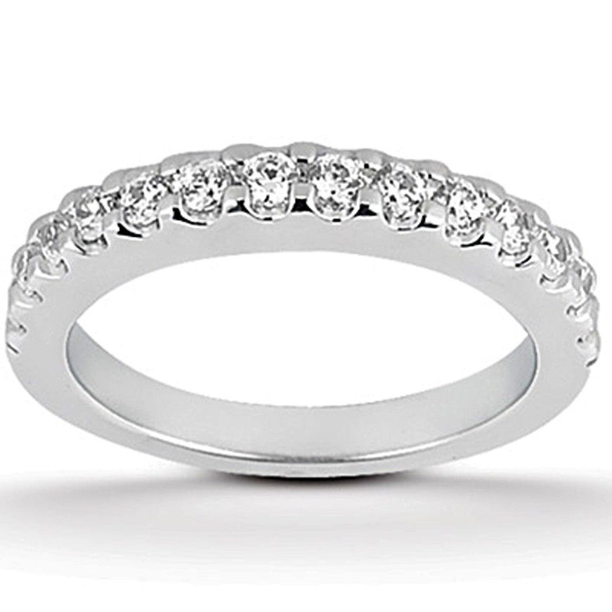 14k White Gold Shared Prong Diamond Wedding Ring Band - Ellie Belle