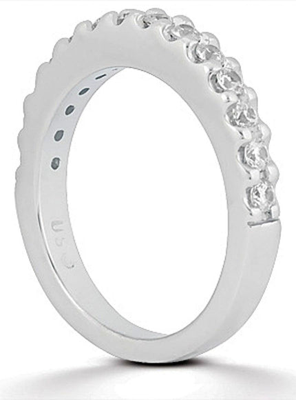 14k White Gold Shared Prong Diamond Wedding Ring Band - Ellie Belle