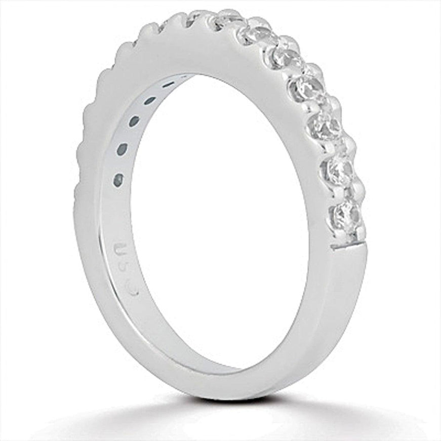 14k White Gold Shared Prong Diamond Wedding Ring Band - Ellie Belle