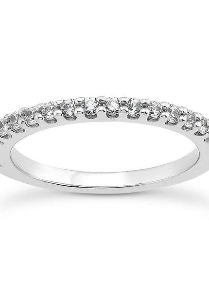 14k White Gold Shared Prong Diamond Wedding Ring Band with U Settings - Ellie Belle