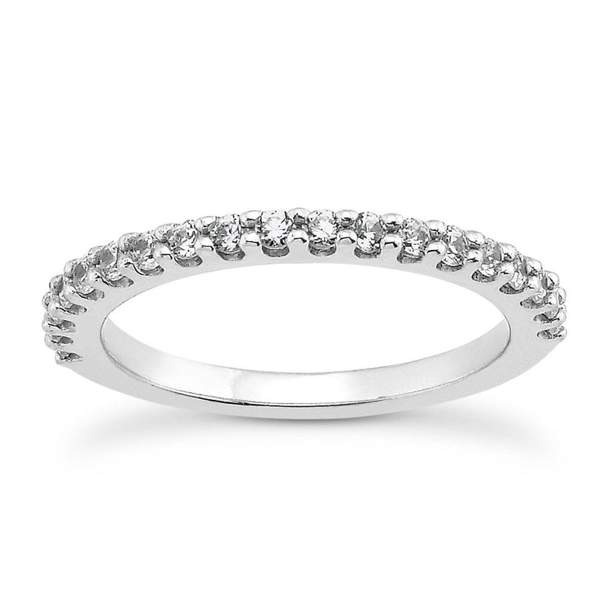 14k White Gold Shared Prong Diamond Wedding Ring Band with U Settings - Ellie Belle