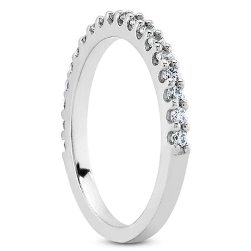 14k White Gold Shared Prong Diamond Wedding Ring Band with U Settings - Ellie Belle