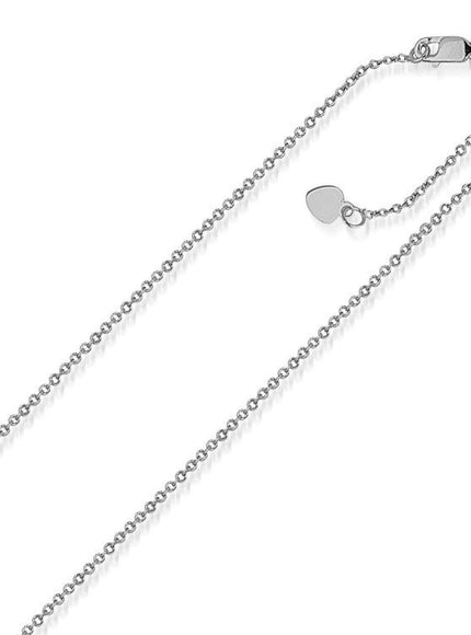 14k White Gold Singapore Style Adjustable Chain (1.1 mm) - Ellie Belle