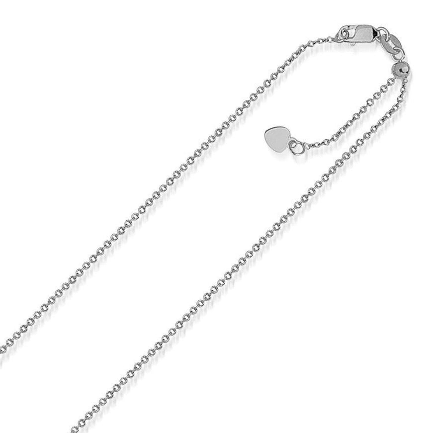 14k White Gold Singapore Style Adjustable Chain (1.1 mm) - Ellie Belle