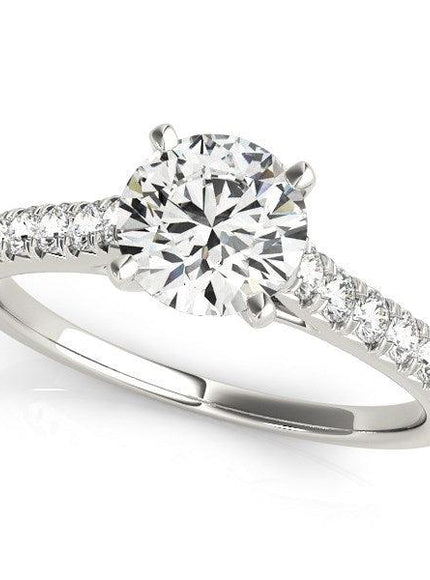 14k White Gold Single Row Band Diamond Engagement Ring (1 1/3 cttw) - Ellie Belle