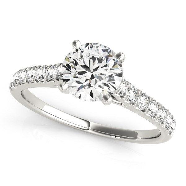 14k White Gold Single Row Band Diamond Engagement Ring (1 1/3 cttw) - Ellie Belle