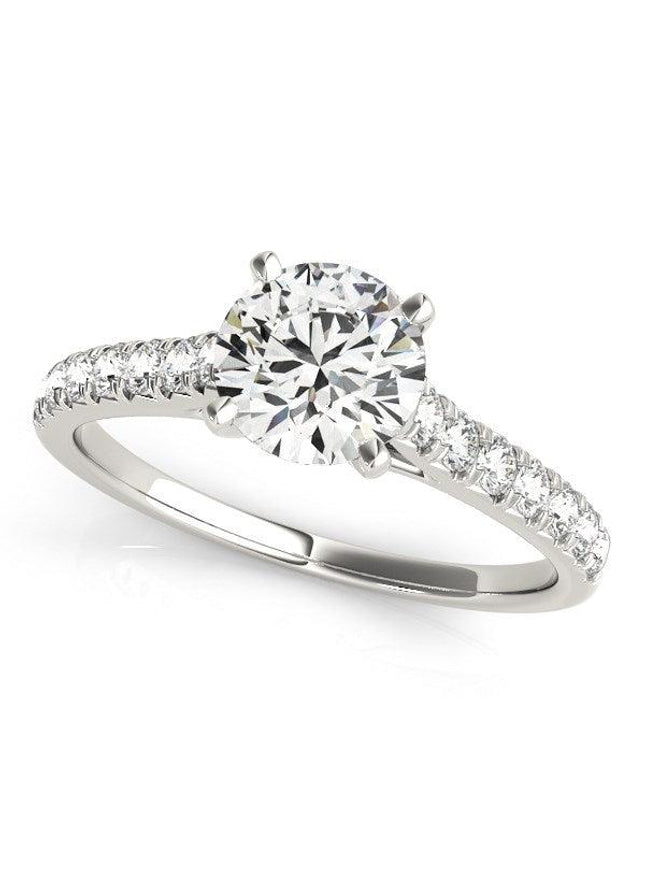 14k White Gold Single Row Band Diamond Engagement Ring (1 1/3 cttw) - Ellie Belle