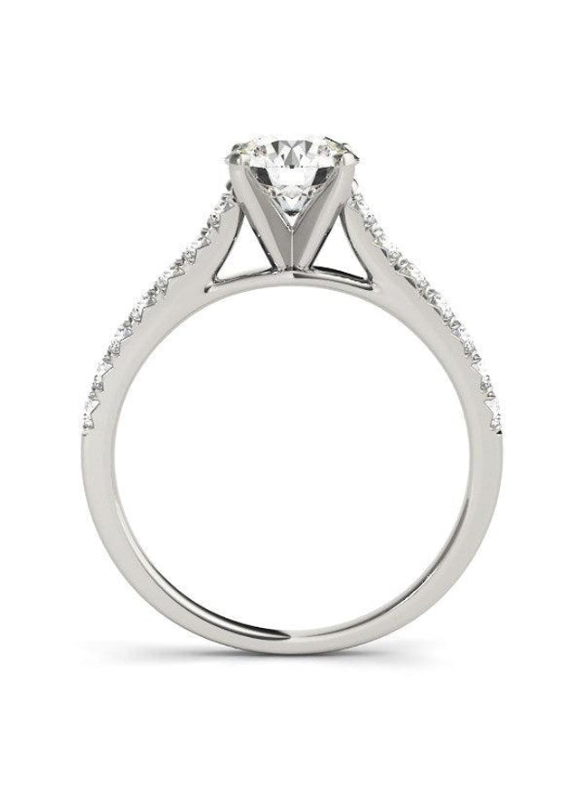14k White Gold Single Row Band Diamond Engagement Ring (1 1/3 cttw) - Ellie Belle
