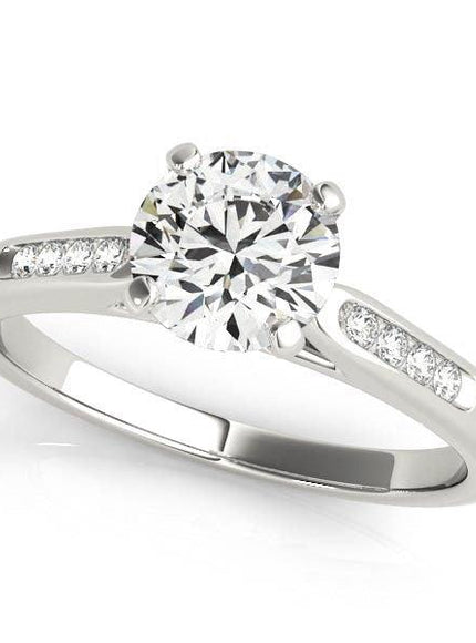 14k White Gold Single Row Diamond Engagement Ring (1 cttw) - Ellie Belle