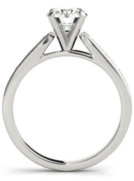 14k White Gold Single Row Diamond Engagement Ring (1 cttw) - Ellie Belle