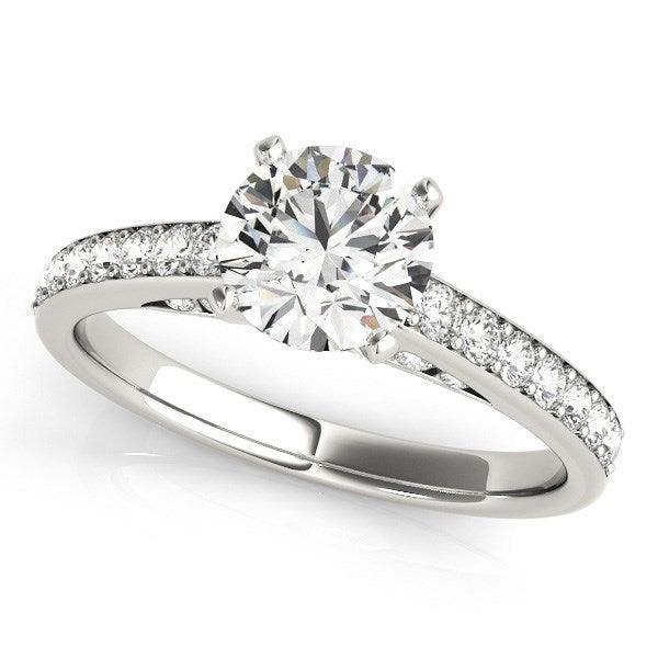 14k White Gold Single Row Prong Set Diamond Engagement Ring (1 3/8 cttw) - Ellie Belle