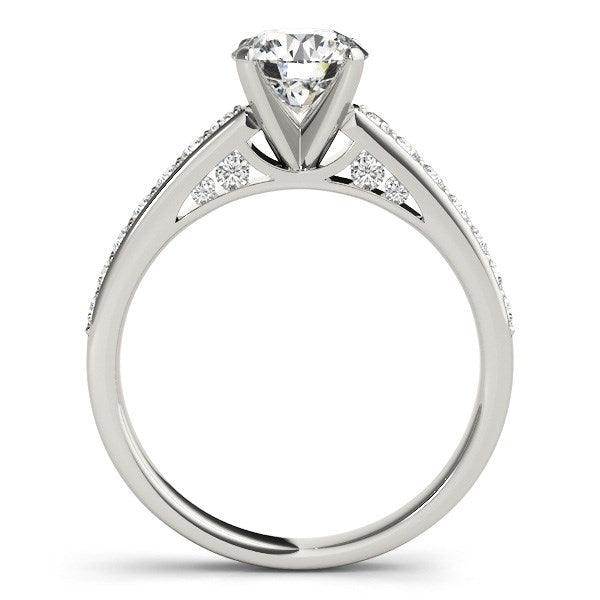 14k White Gold Single Row Prong Set Diamond Engagement Ring (1 3/8 cttw) - Ellie Belle