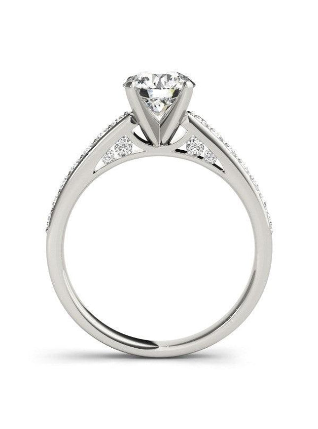 14k White Gold Single Row Prong Set Diamond Engagement Ring (1 3/8 cttw) - Ellie Belle
