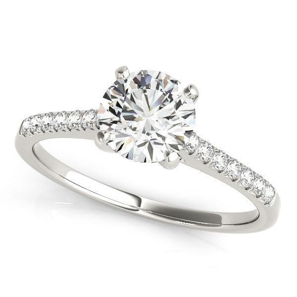 14k White Gold Single Row Scalloped Set Diamond Engagement Ring (1 1/8 cttw) - Ellie Belle