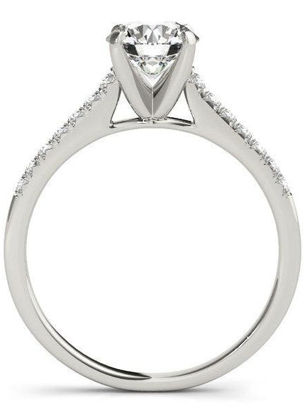 14k White Gold Single Row Scalloped Set Diamond Engagement Ring (1 1/8 cttw) - Ellie Belle
