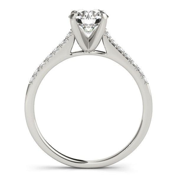 14k White Gold Single Row Scalloped Set Diamond Engagement Ring (1 1/8 cttw) - Ellie Belle